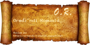 Ormándi Romuald névjegykártya